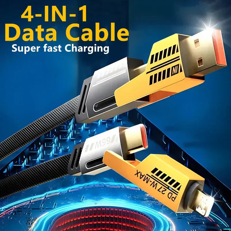 4-in-1 Multi Charging Cable | Data Cable Charging Type C Iphone Charger Fast Charger Cables 4 in 1 Fast Charging Data Cable