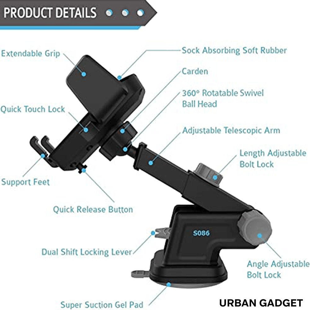 Adjustable Car Phone Holder With Suction Cup | Mobile Holder For Car Phone Holding Car Stand Dashboard Mobile Holder Adjustable Car Phone Holder With Suction Cup