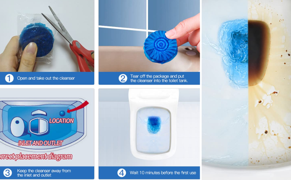 Blue Bubble Toilet Cleaner (Buy 1 Get 2 Free) | Toilet Cleaner Bathroom Cleaning Tablets Washroom Cleanliness - Blue Bubble Toilet Cleaner (Pack of 10)