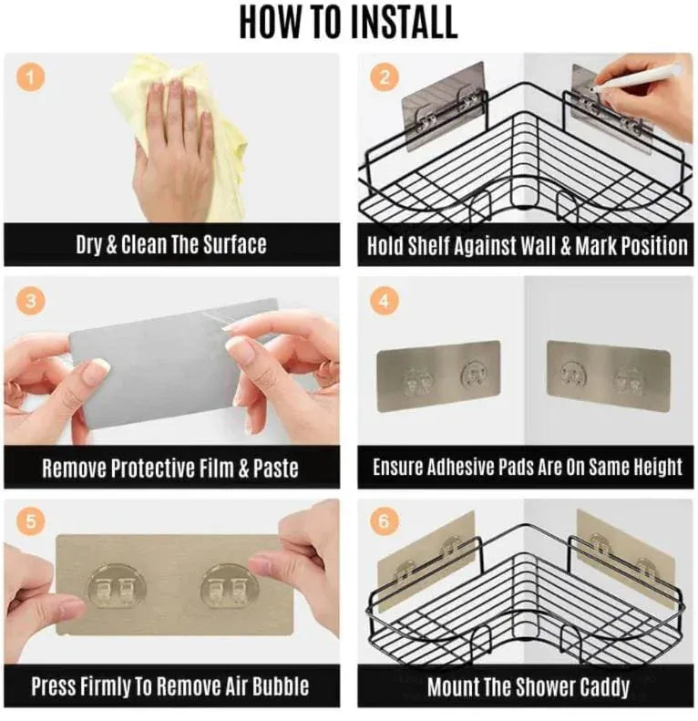 Cornerix™ | Storage Rack Bathroom Corner Shelf Steel Rack Shelves Cornerix™Self Adhesive Metal Corner Storage Rack