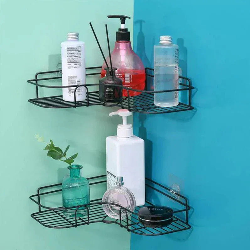 Cornerix™ | Storage Rack Bathroom Corner Shelf Steel Rack Shelves Cornerix™Self Adhesive Metal Corner Storage Rack