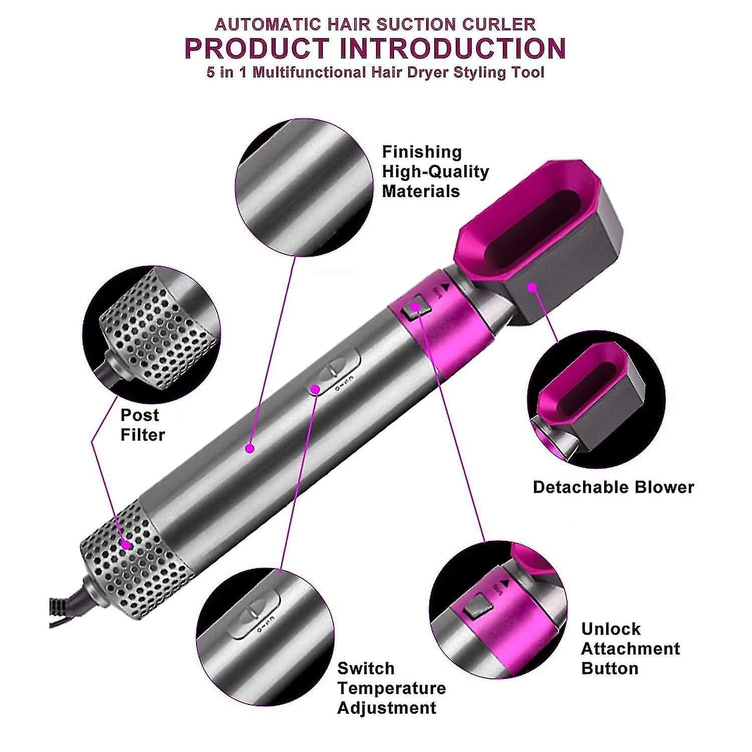 Hairmaxo | Hair Styler Hairdresser Dryer For Hair Salon Comb Straightener - Hairmaxo 5 in 1 Multifunctional Hair Styling Tool