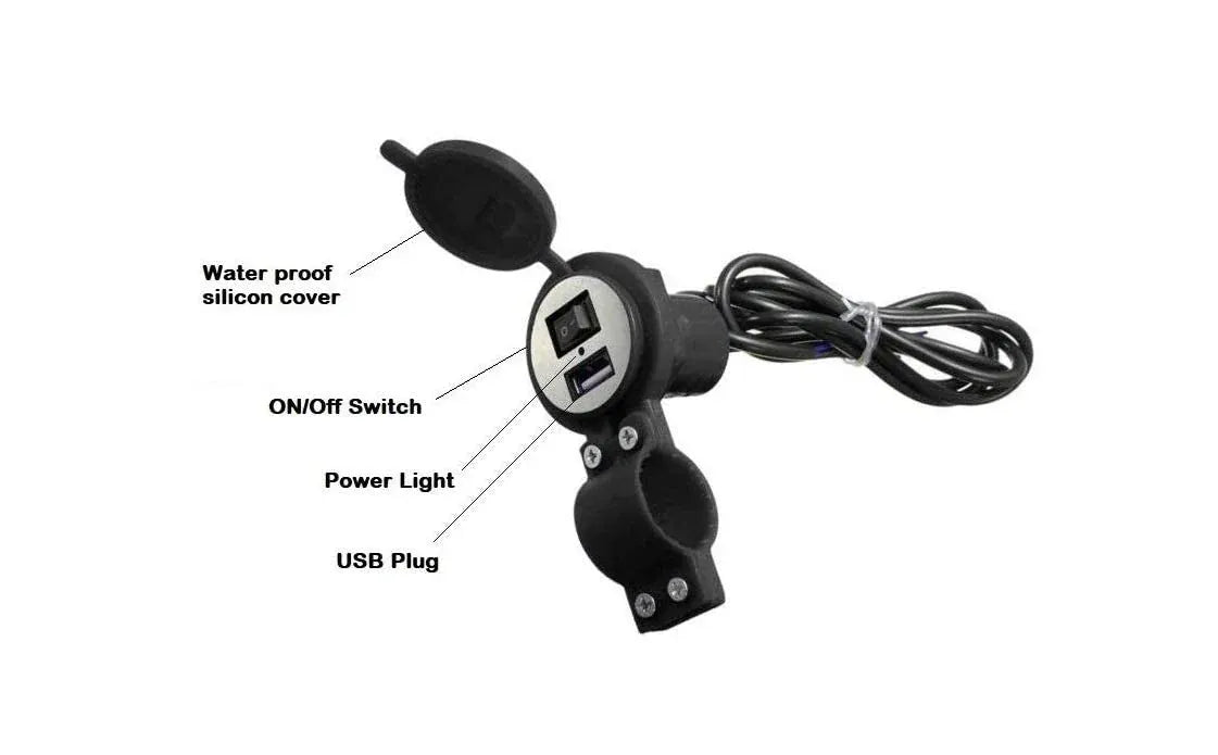 MotoPower | Charger Adapter Universal Mobile Charge Usb With Adapter 12V Charging - MotoPower Bike USB Charger