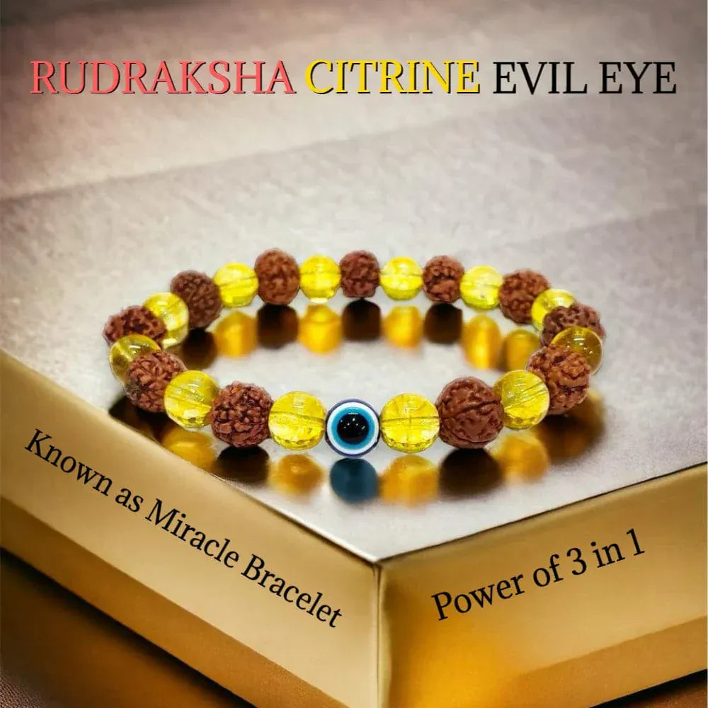 Rudraksha Citrine Crystal Bracelet (Pack of 2) | Citrine Bracelet Rudraksha Crystal Bracelets For Men And Women Rudraksha Citrine Crystal Bracelet (Pack of 2)