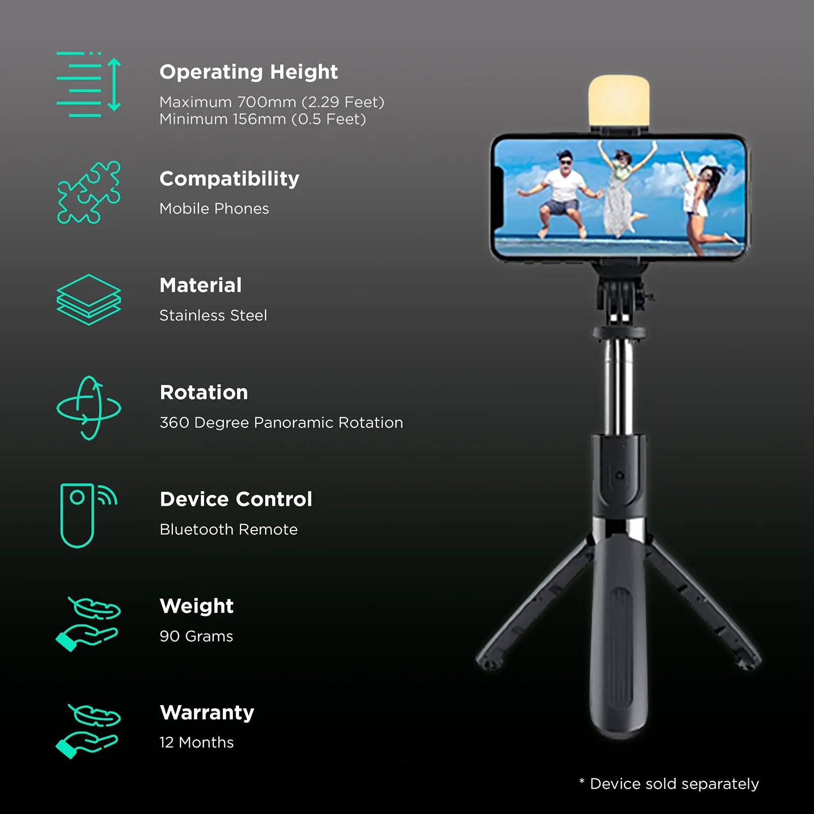 Selfie Stick Tripod | Selfie Stick For Selfies Bluetooth Tripod Stand With Remote - 3-in-1 Selfie Stick Tripod