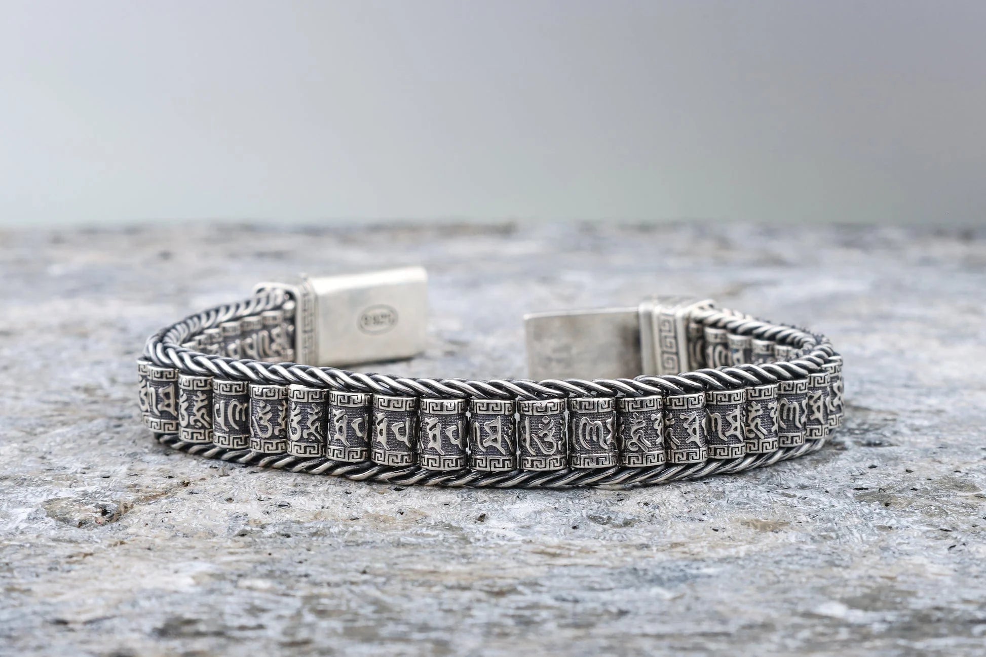 VajraSpirit | Buddhist Prayer Silver Wheel Bracelet - VajraSpirit Buddhist Prayer Silver Wheel Bracelet