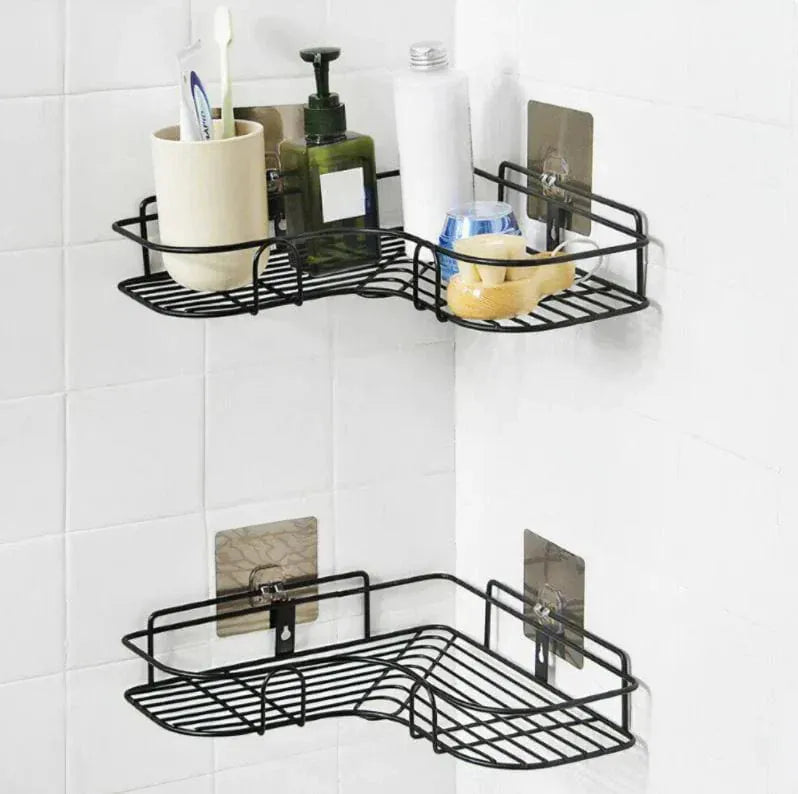 Cornerix™ | Storage Rack Bathroom Corner Shelf Steel Rack Shelves Cornerix™Self Adhesive Metal Corner Storage Rack