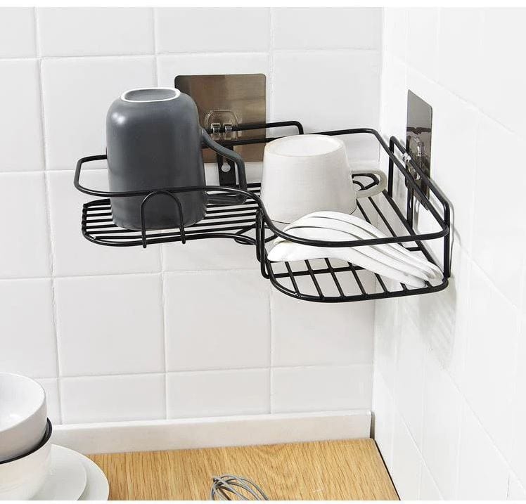 Cornerix™ | Storage Rack Bathroom Corner Shelf Steel Rack Shelves Cornerix™Self Adhesive Metal Corner Storage Rack