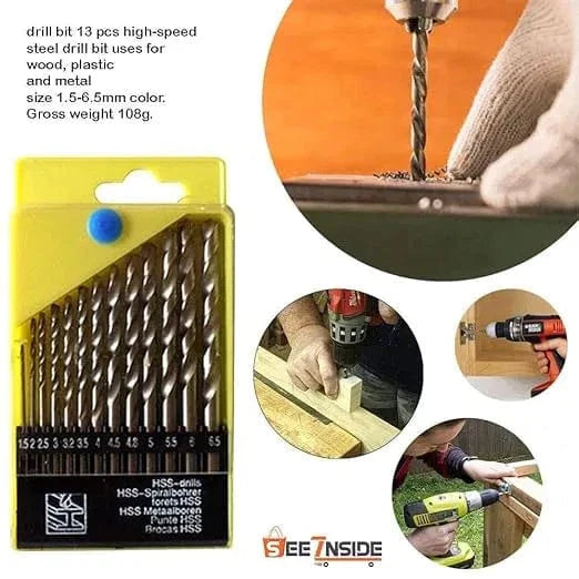 Drill Bit Kit️ (Set of 13) | Drill Bits For Metal Set Steel For Drilling Metal Head For Walls Ultra-Hard Alloy Drill Bit Kit (Set of 13)