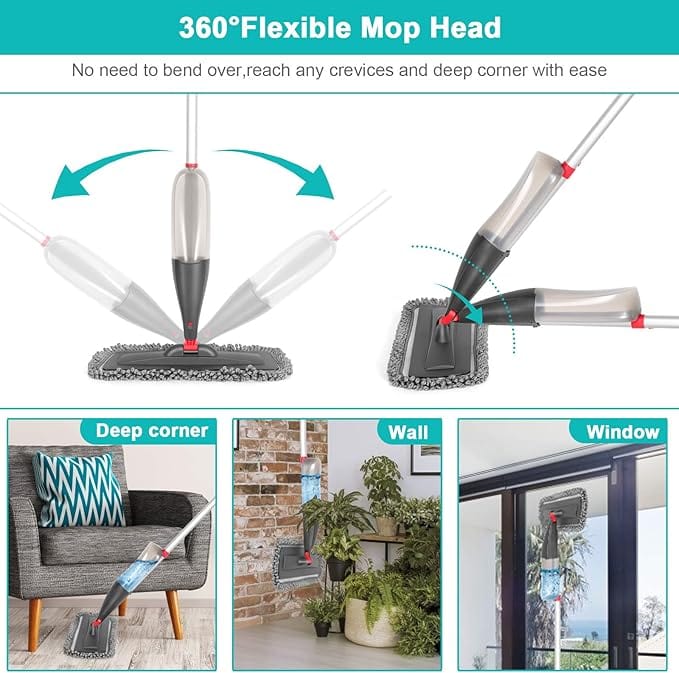 Mopify™ | Tile Cleaner Bathroom Floor Cleaning Brush Kitchen Mop Brush Wiper Mopify™ Floor Cleaning Mop Stick with Spray Bottle