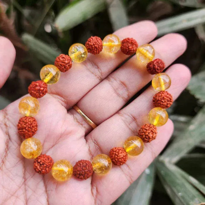 Rudraksha Citrine Crystal Bracelet (Pack of 2) | Citrine Bracelet Rudraksha Crystal Bracelets For Men And Women Rudraksha Citrine Crystal Bracelet (Pack of 2)