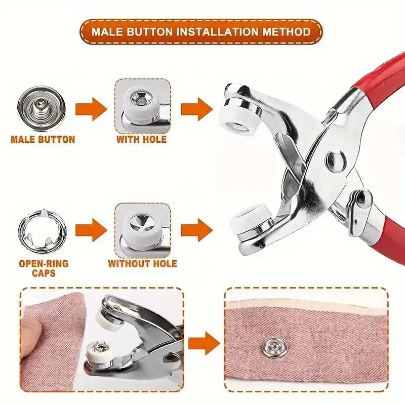 Snap Fastener Buttons Plastic Clips Tool Stud Set Buttons  - Press Stud Kit Snap Button Kit