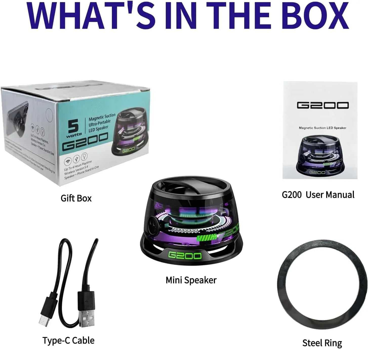 SonicHang™ | Bluetooth Speaker Portable Mini Loud Speakers Wireless Magnetic  SonicHang™ G200 Magnetic Bluetooth Speaker with RGB Lights