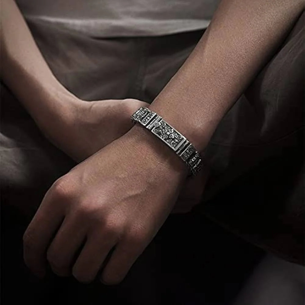 VajraSpirit | Buddhist Prayer Silver Wheel Bracelet - VajraSpirit Buddhist Prayer Silver Wheel Bracelet