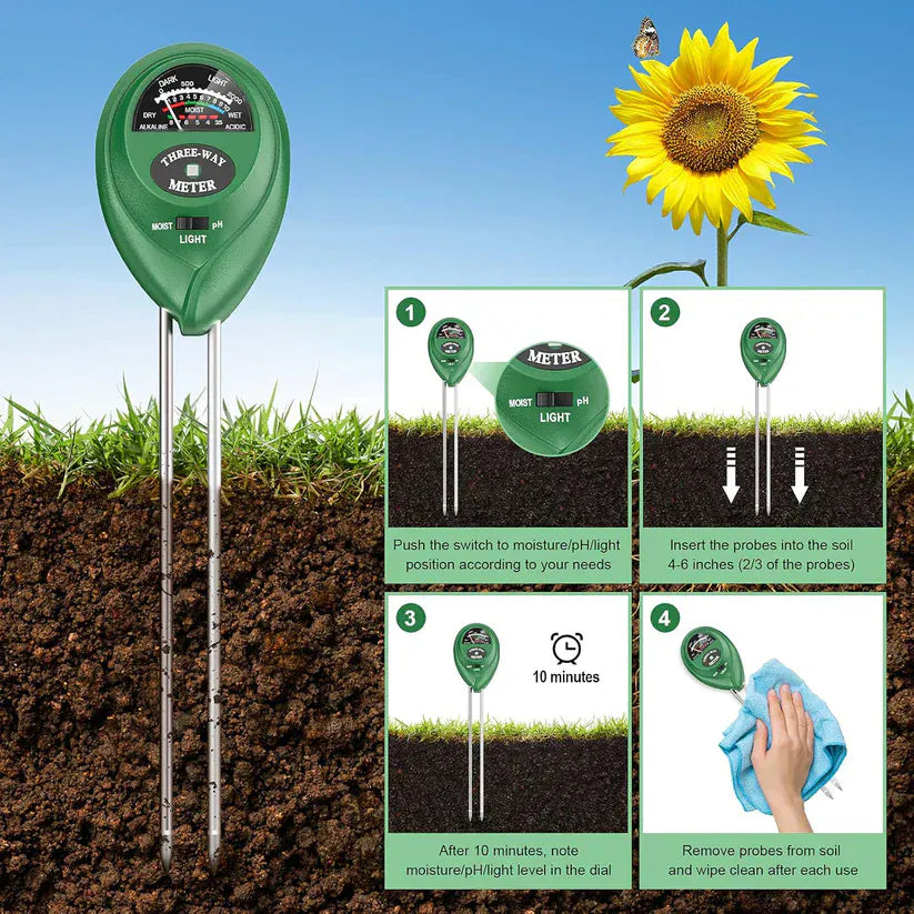 VitaSoilzy™| Soil Moisture Sensor Test Meter Samples Health Moisture Tester VitaSoilzy™ 3-in-1 Soil Test Meter